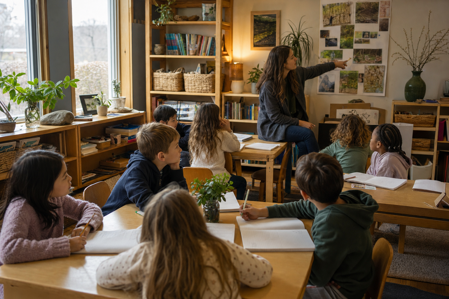 Students in small classroom inquiry session